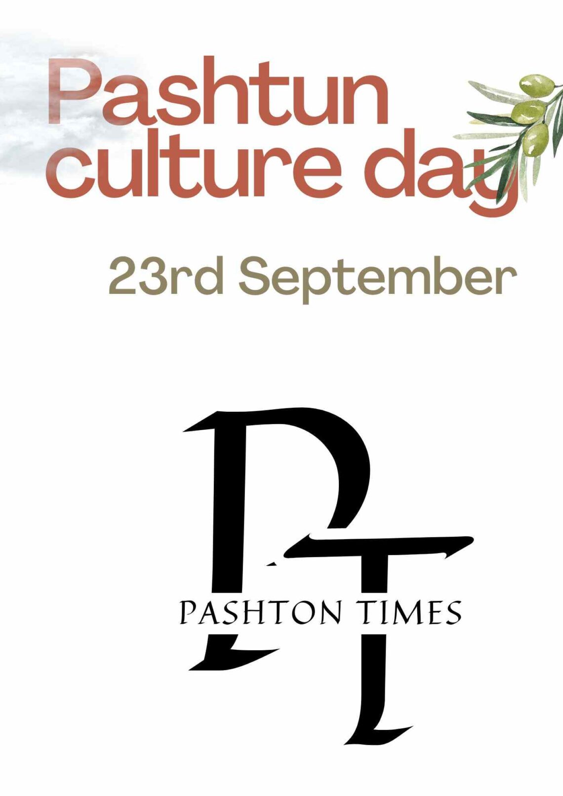 Pashtun Culture day written in in red colour with 23rd september in black colour with white background